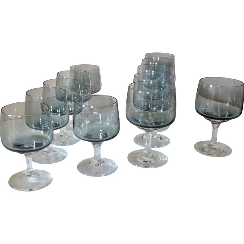 Set of 6 vintage wine glasses in Per Lutken crystal for Holmegaard. Denmark 1960