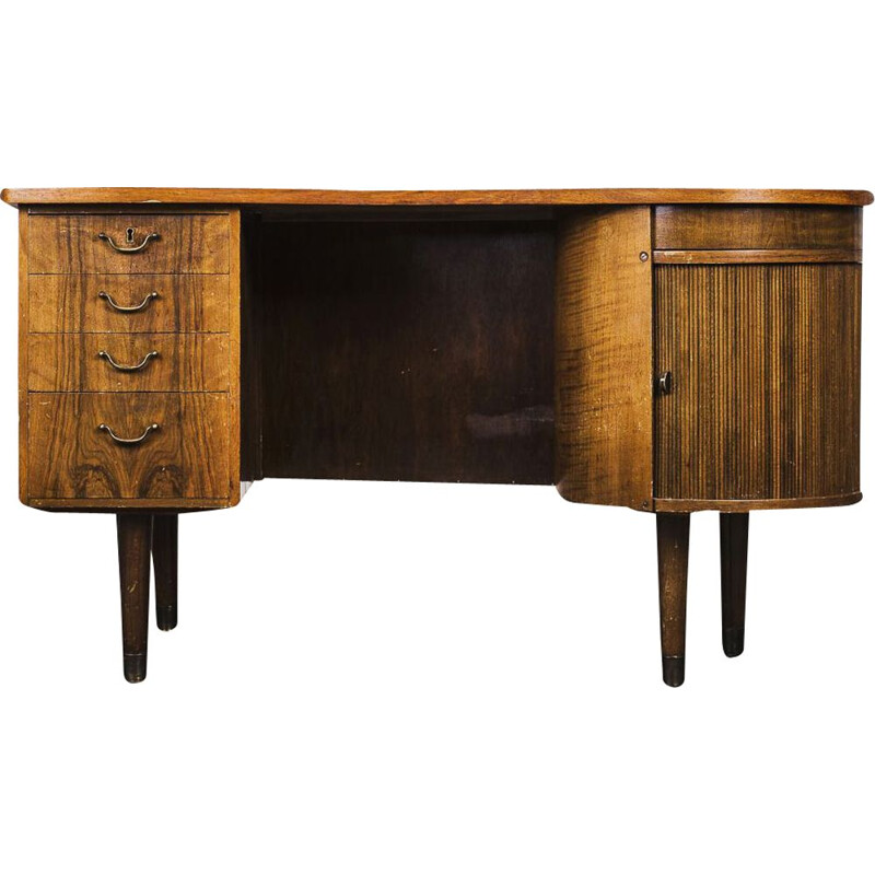 Vintage walnut model 54 Desk by Kai Kristiansen for FM Møbler, 1950