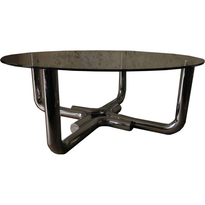 Vintage tubular steel and glass coffee table, 1960