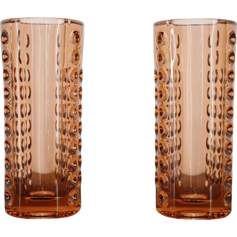 Pair of vintage glass vases by Rudolf Jurnikl, Czechoslovakia 1962