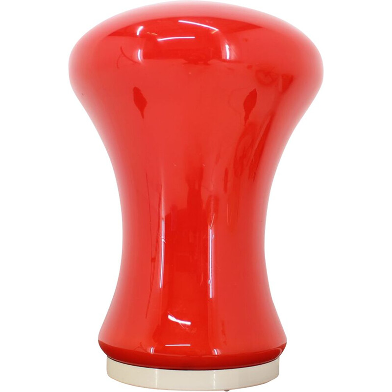 Vintage red glass table lamp, Czechoslovakia 1970