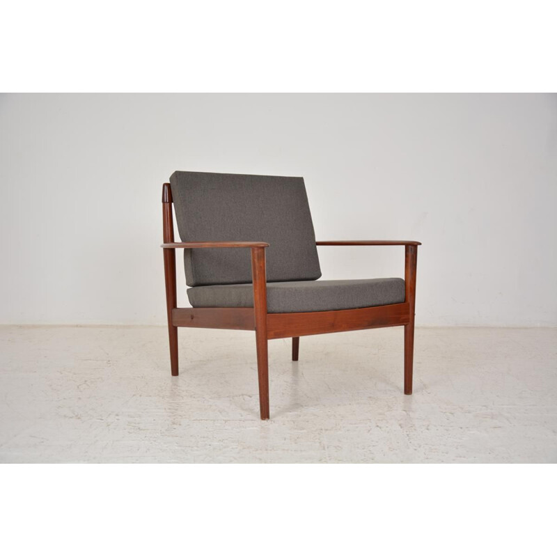 Vintage teak and fabric armchair by Grete Jalk, 1960s
