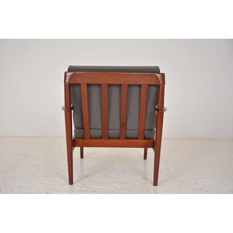 Vintage teak and fabric armchair by Grete Jalk, 1960s