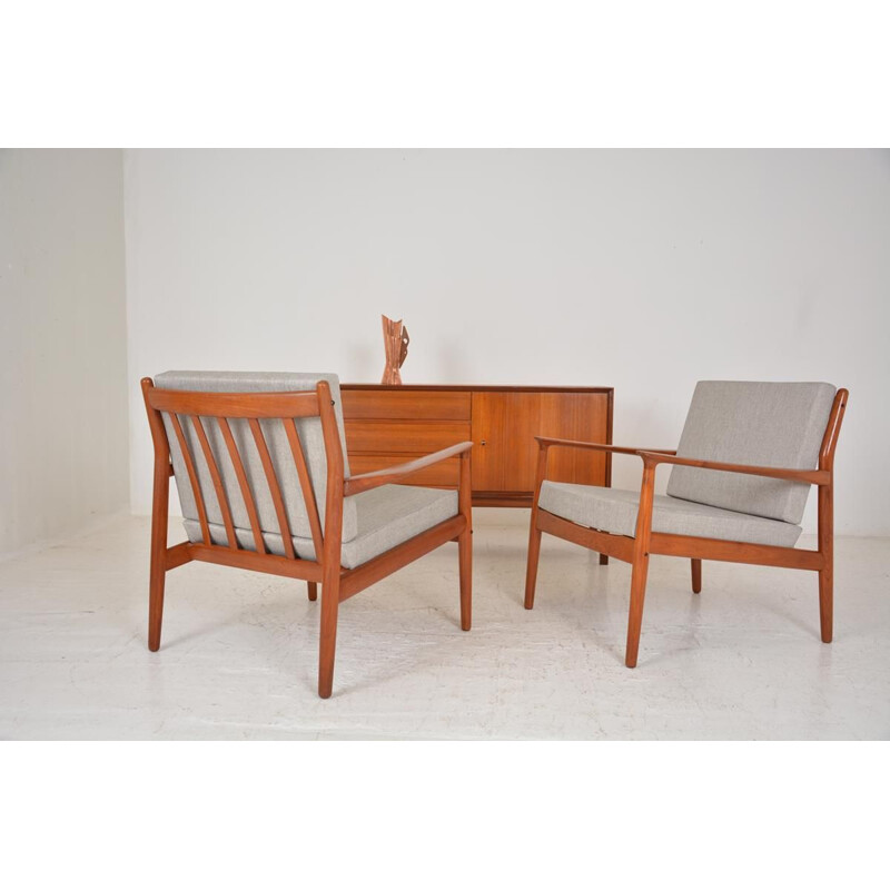 Set of 2 vintage teak armchairs by Grete Jalk, 1960s