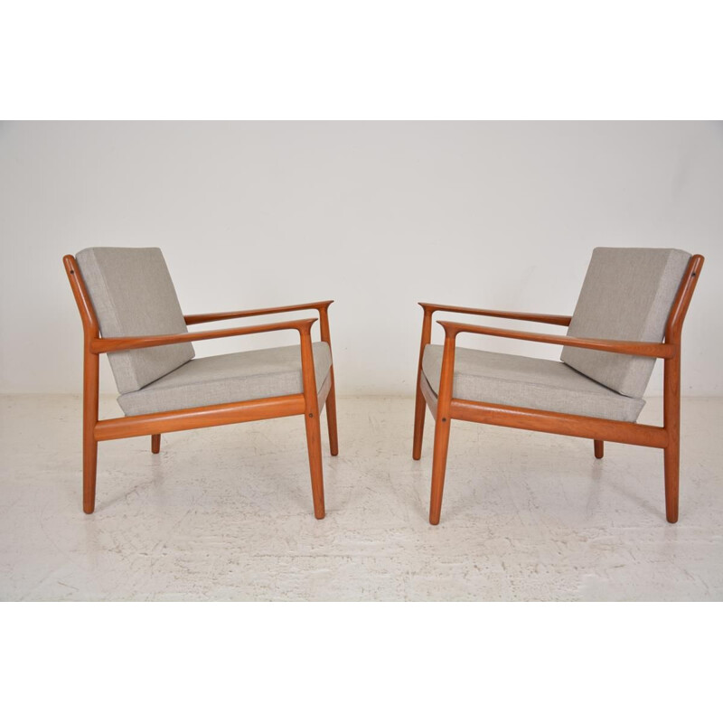 Set of 2 vintage teak armchairs by Grete Jalk, 1960s
