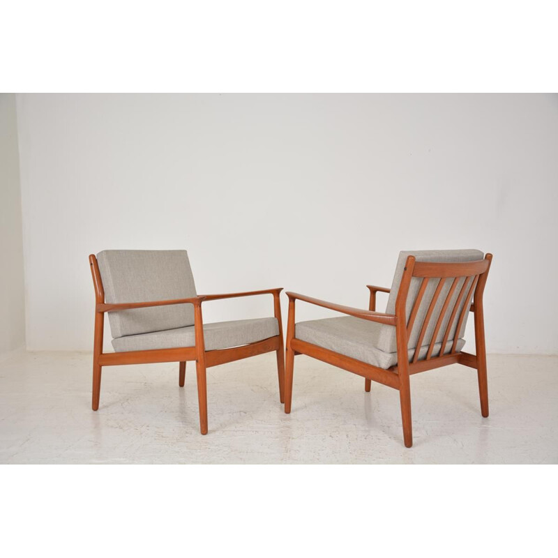 Set of 2 vintage teak armchairs by Grete Jalk, 1960s