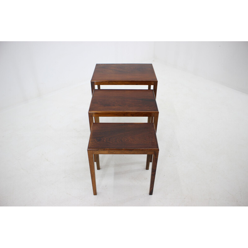 Vintage rosewood nesting tables, Denmark, 1960s