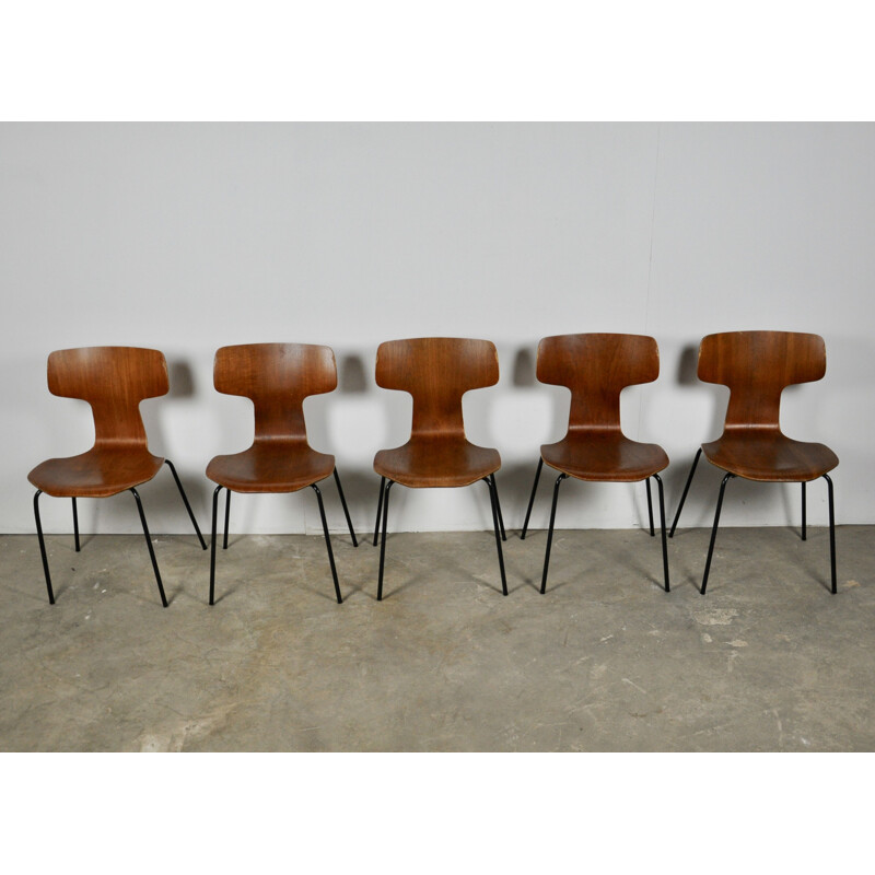 Ensemble de 5 chaises vintage par Arne Jacobsen pour Fritz Hansen, 1960