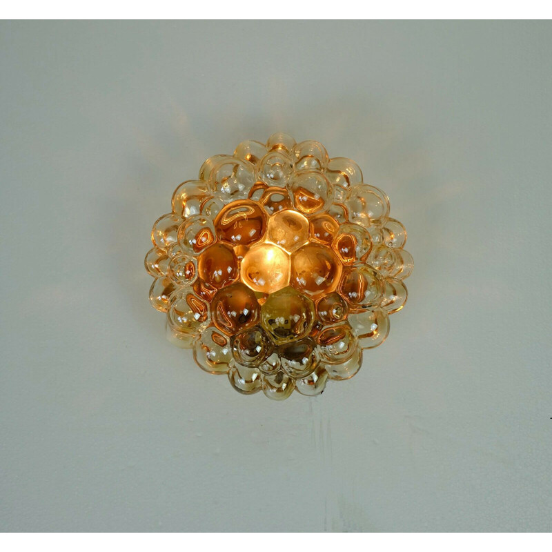 Vintage bubble amber glass Sconce wall lamp 1960