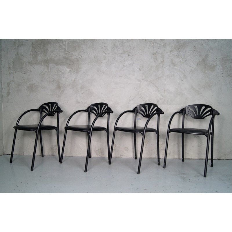 Ensemble de 4 chaises vintage par Lisa Bross pour Studio Simonetti 1980