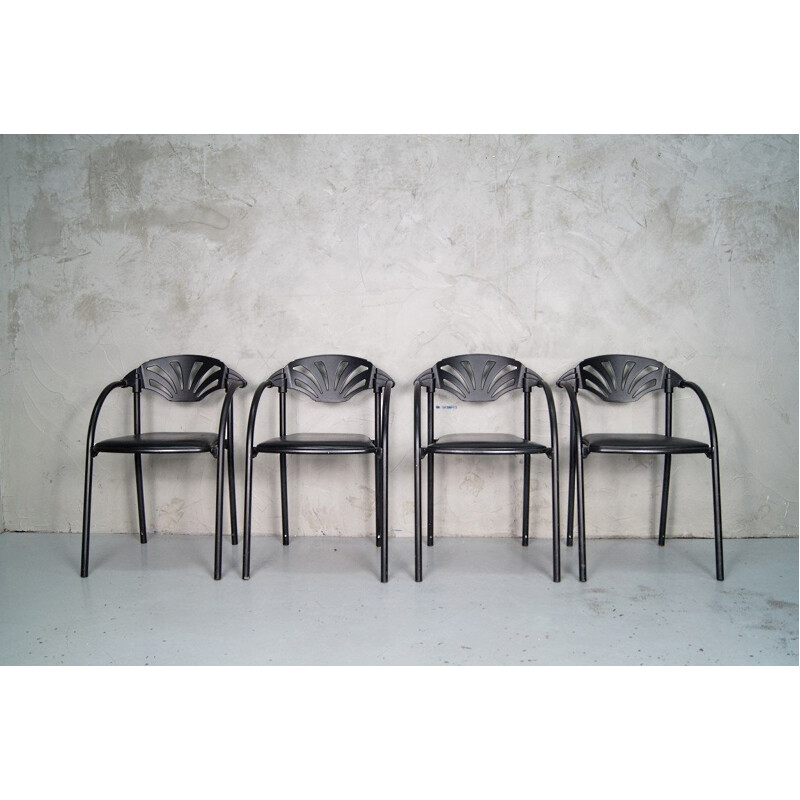 Satz von 4 Vintage-Stühlen von Lisa Bross für Studio Simonetti 1980