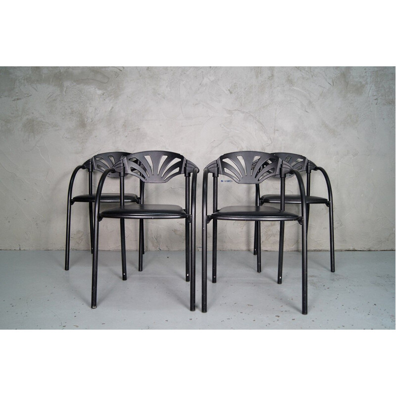 Ensemble de 4 chaises vintage par Lisa Bross pour Studio Simonetti 1980