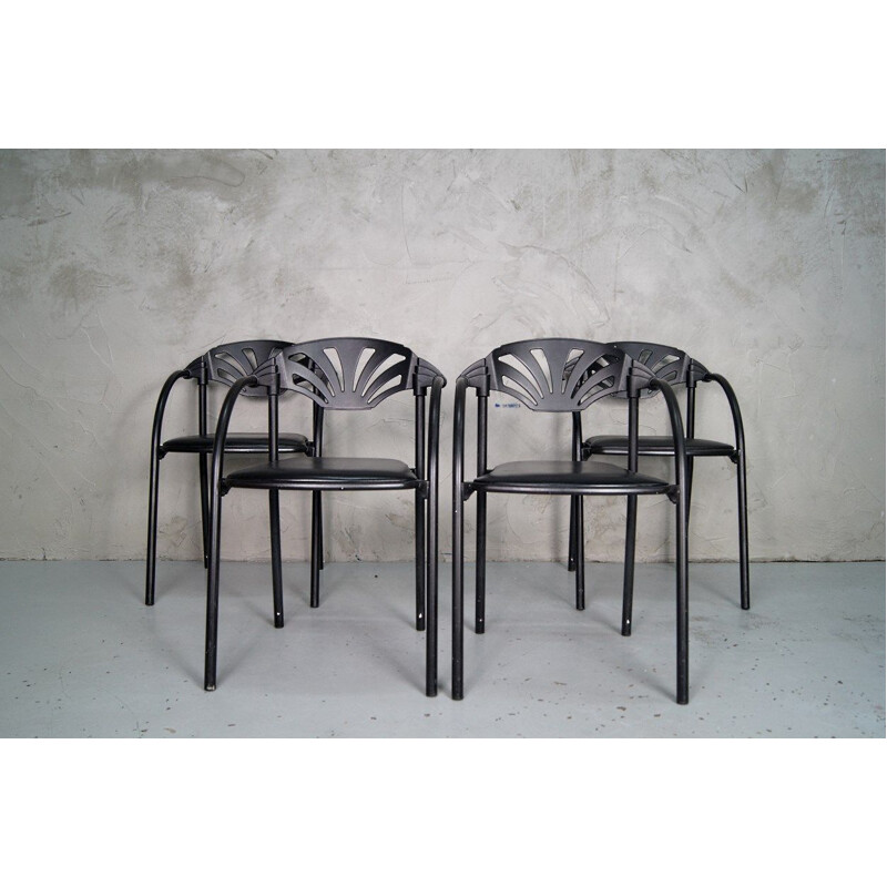 Set of 4 vintage armchairs by Lisa Bross for Studio Simonetti 1980