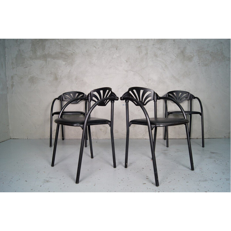 Satz von 4 Vintage-Stühlen von Lisa Bross für Studio Simonetti 1980