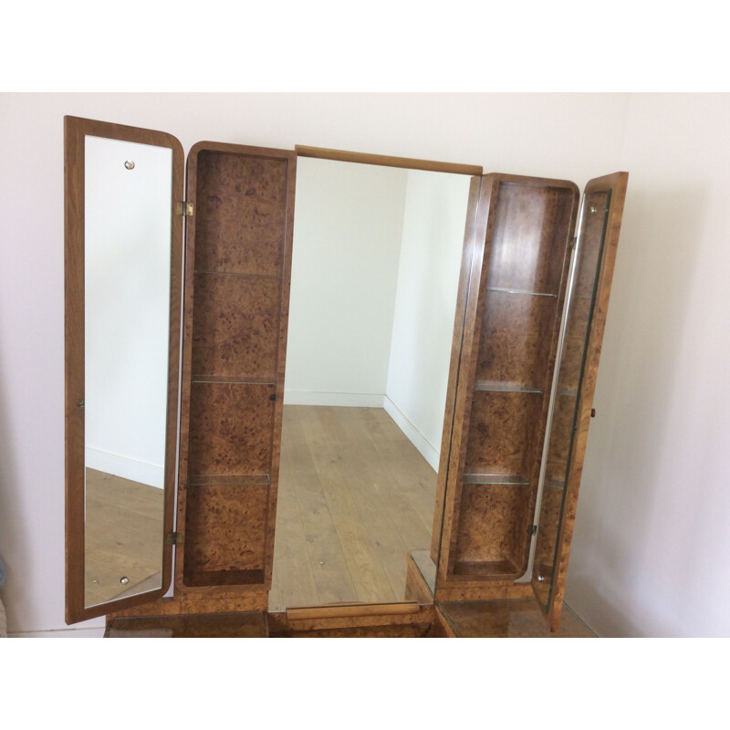 Vintage British Art Deco maple dressing table, 1930s