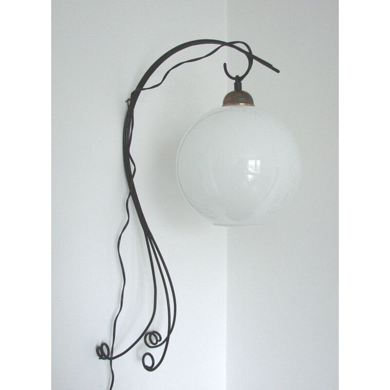Vintage metal and glass wall lamp, 1960s