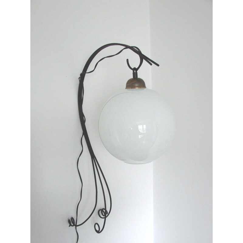 Vintage metal and glass wall lamp, 1960s