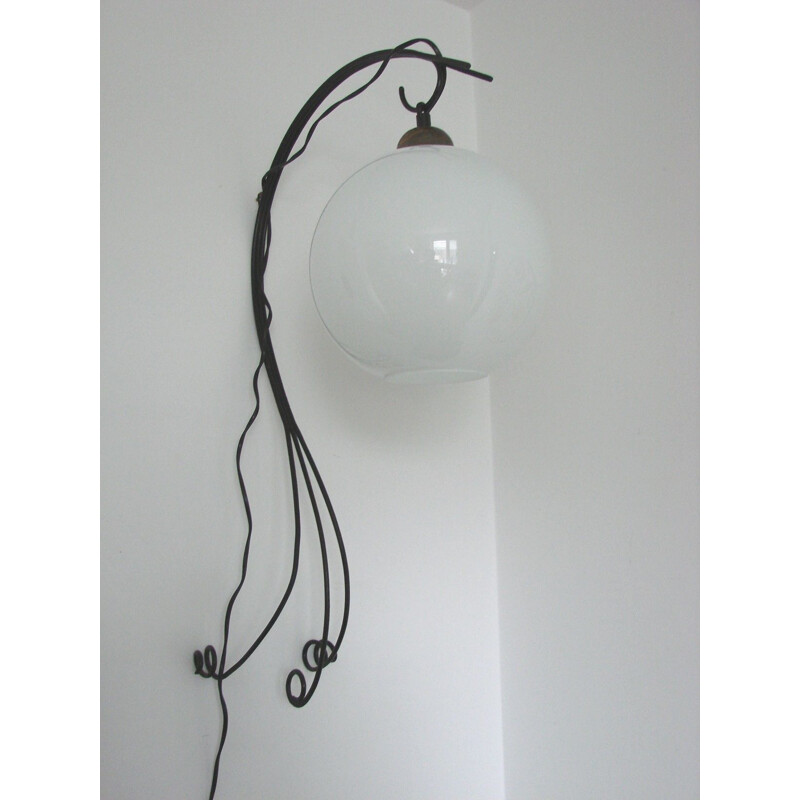 Vintage metal and glass wall lamp, 1960s