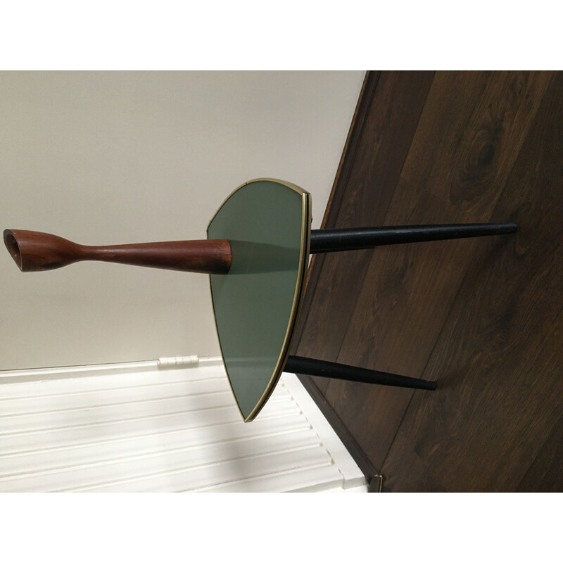 Vintage wooden side table with formica top, 1950