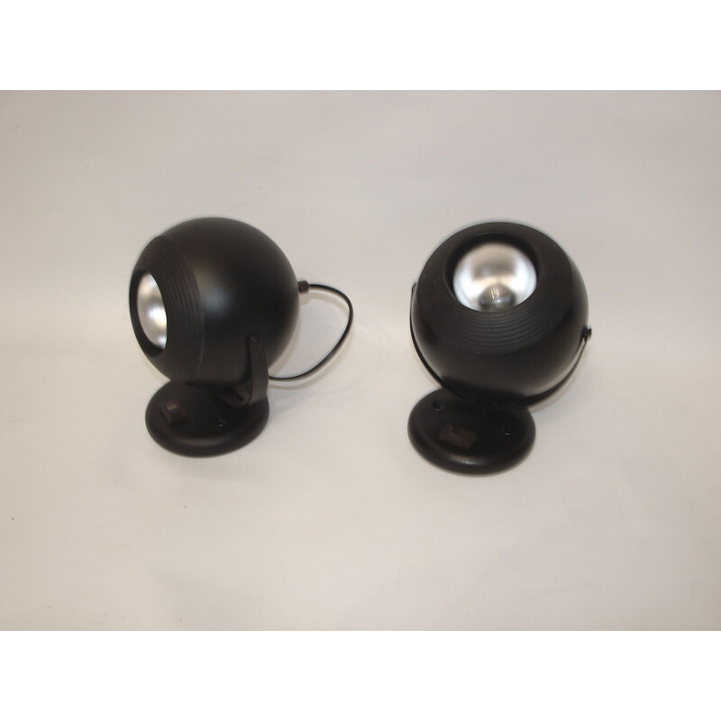 Pair of vintage black wall sconces, 1970