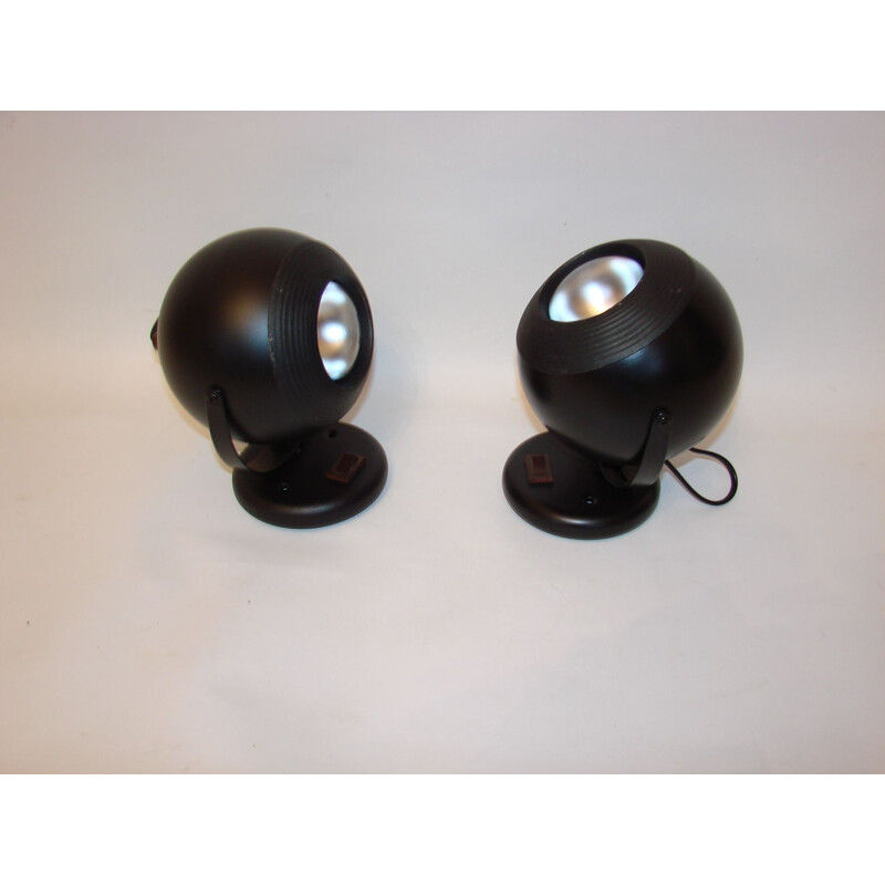 Pair of vintage black wall sconces, 1970