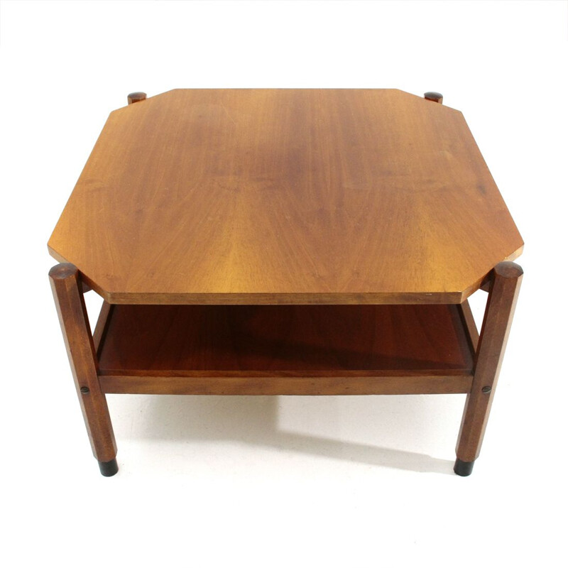 Vintage square teak coffee table, 1960s