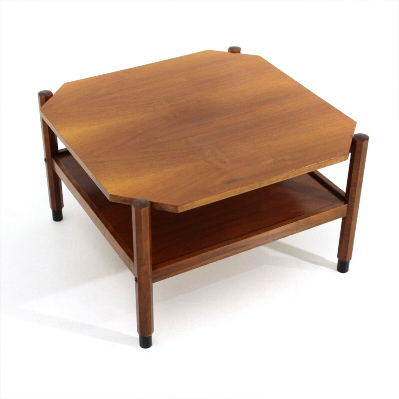 Vintage square teak coffee table, 1960s