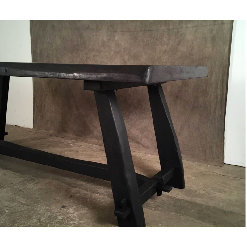 Vintage black elm brutalist table 1960 