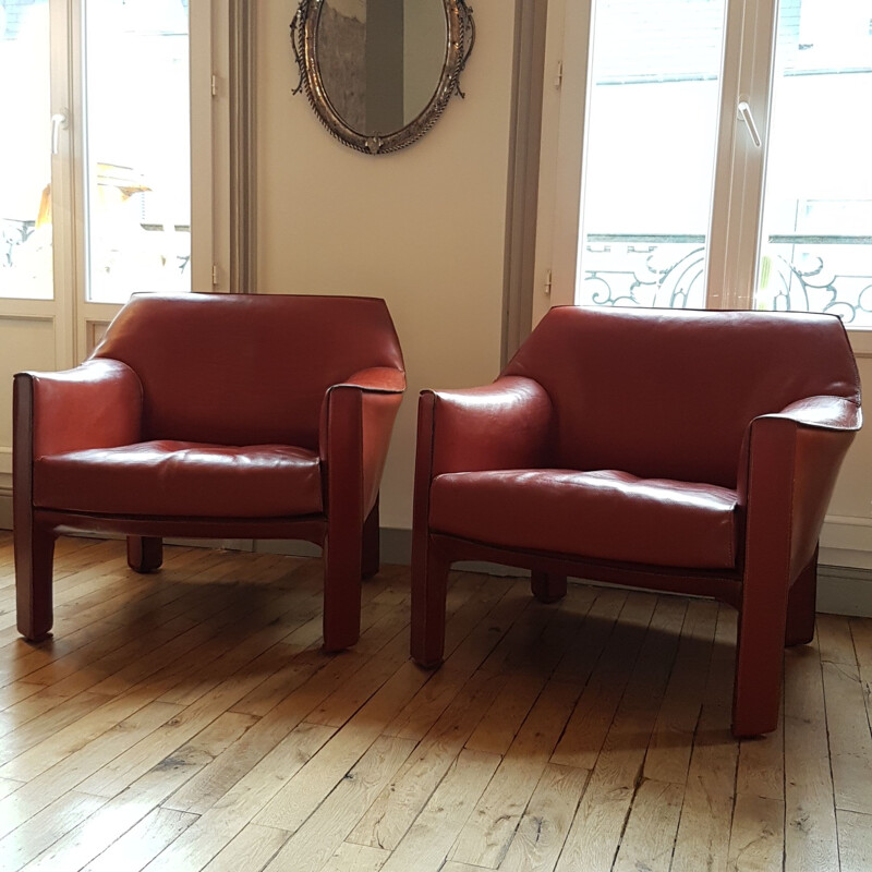 Set of 2 vintage armchairs CAB 415 by Mario Bellini from Cassina