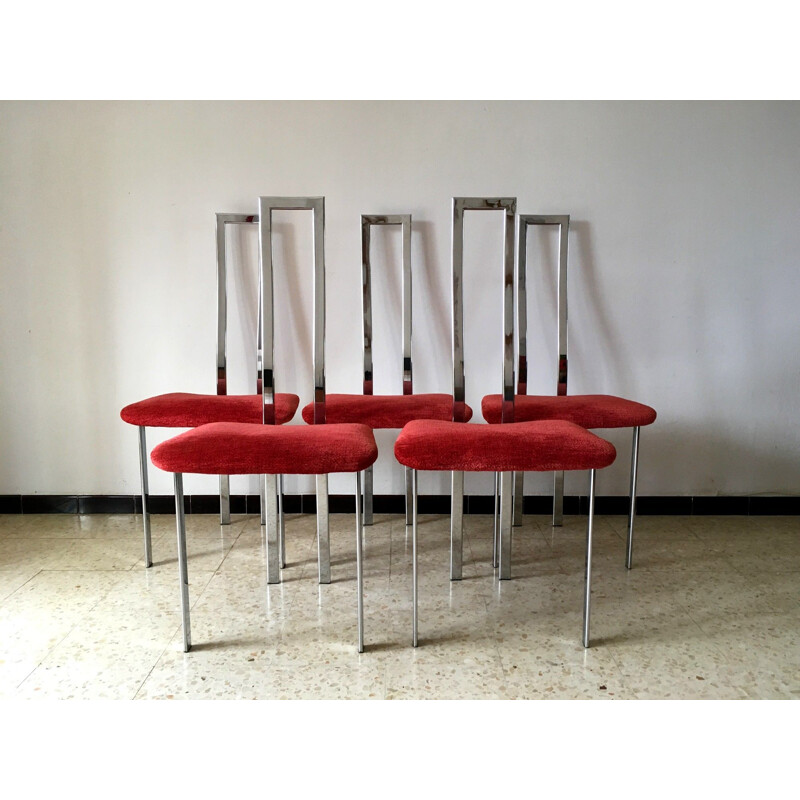 Suite de 5 chaises vintage chromées par Giorgio Cattelan 