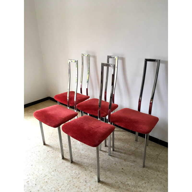 Suite de 5 chaises vintage chromées par Giorgio Cattelan 