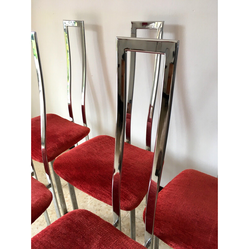 Set of 5 vintage chromed chairs by Giorgio Cattelan 