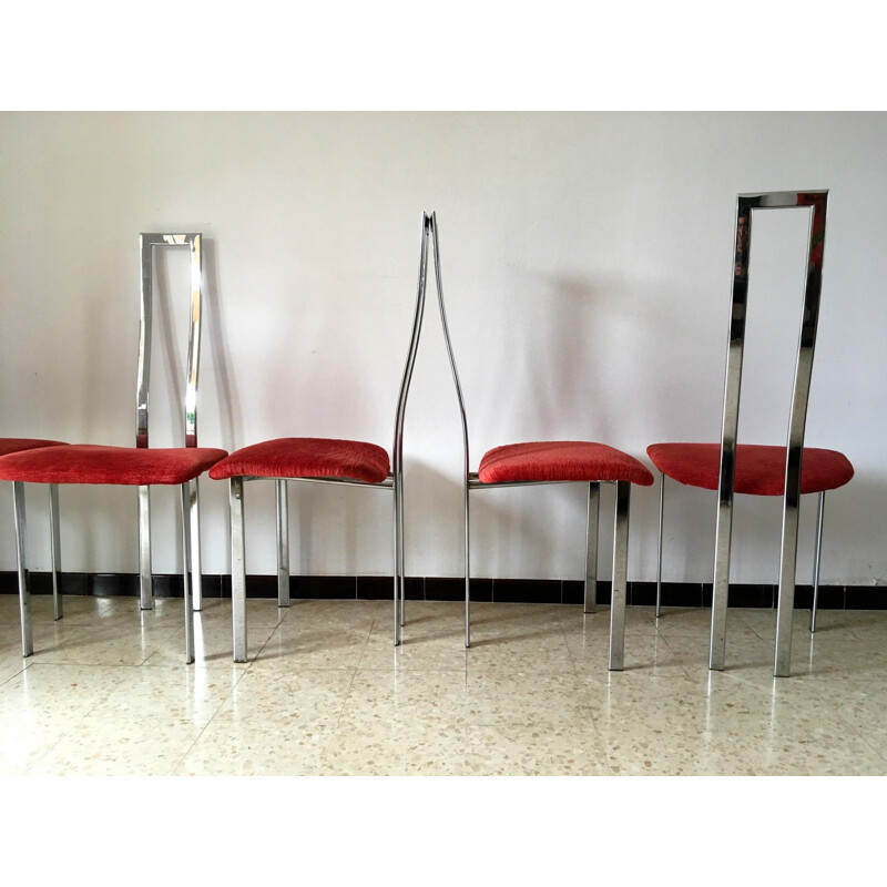 Set of 5 vintage chromed chairs by Giorgio Cattelan 