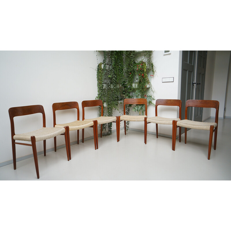 Set of 6 Scandinavian Mollers Mobelfabrik dining chairs, N O MOLLER - 1950s