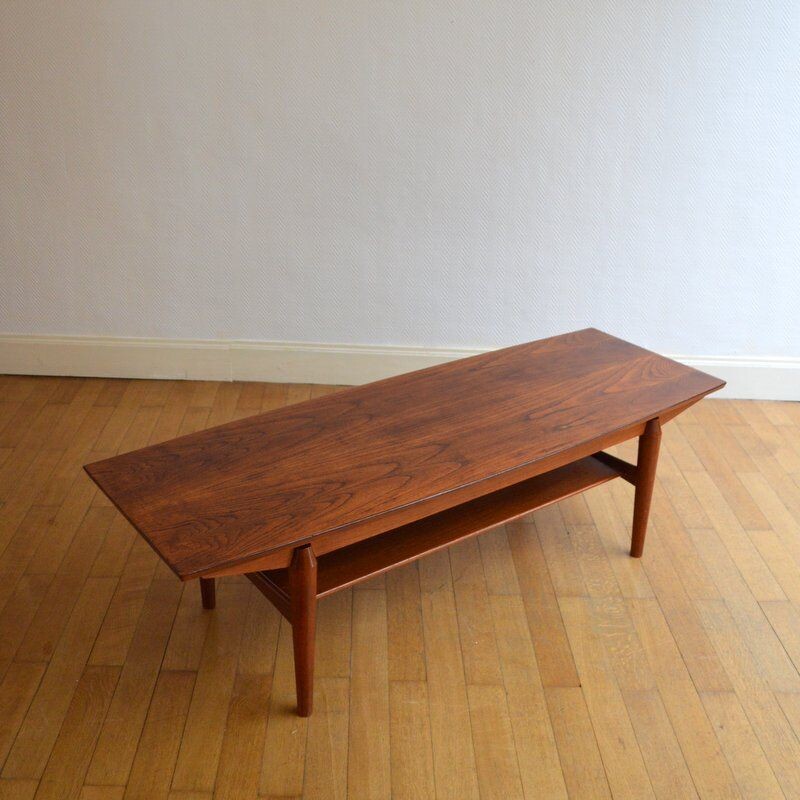 Vintage Scandinavian table  in teak and rosewood 1960s