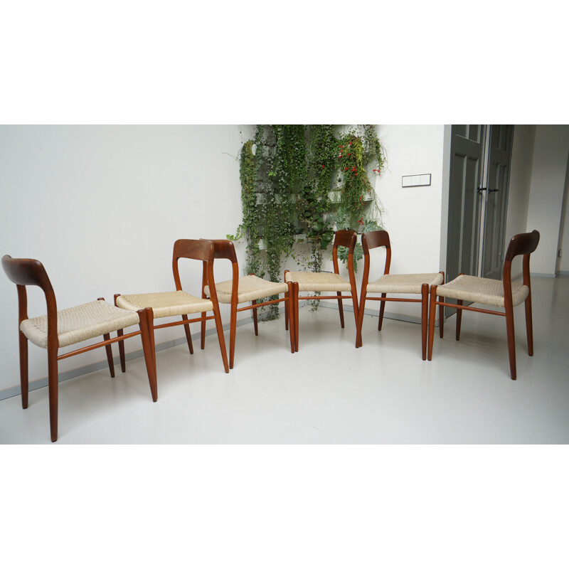 Set of 6 Scandinavian Mollers Mobelfabrik dining chairs, N O MOLLER - 1950s