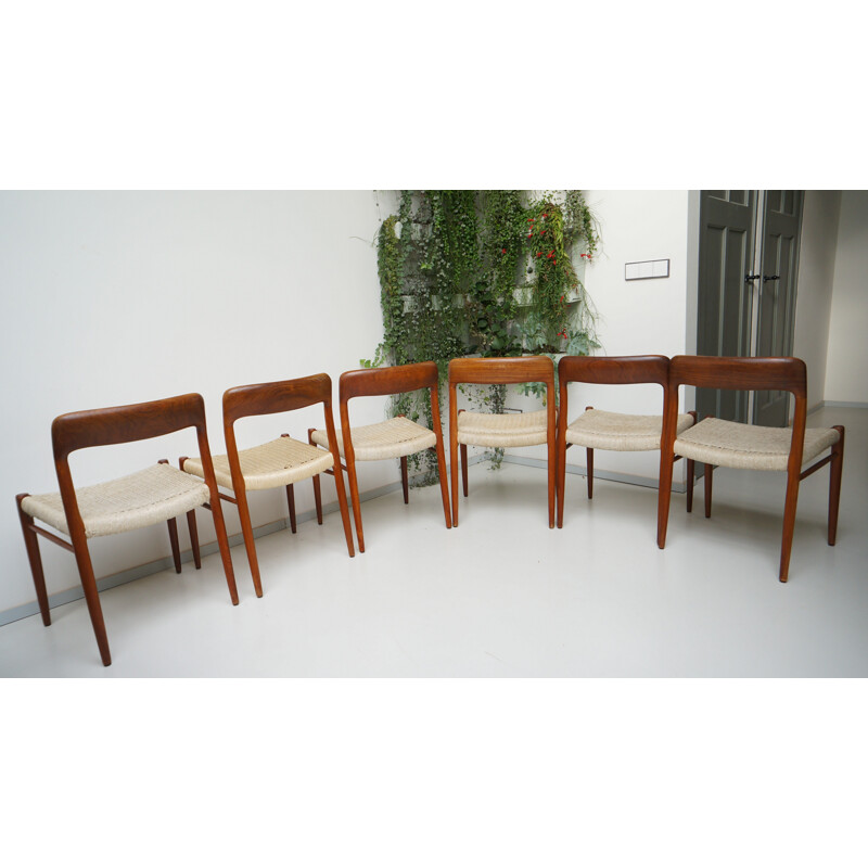 Set of 6 Scandinavian Mollers Mobelfabrik dining chairs, N O MOLLER - 1950s