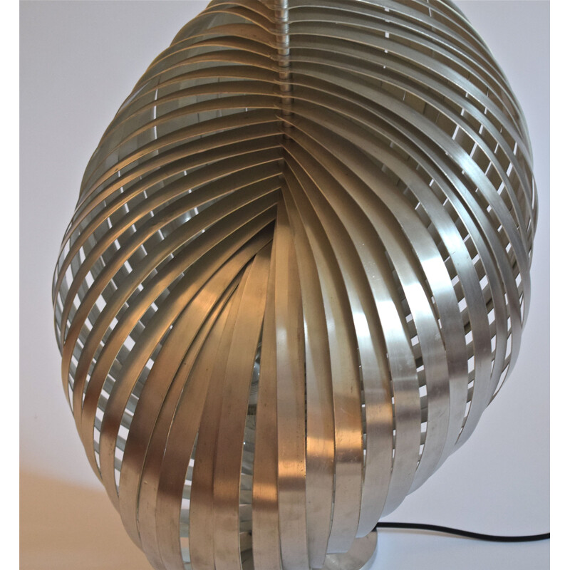 Grande lampe vintage de Henri Mathieu en aluminium brossé, 1960