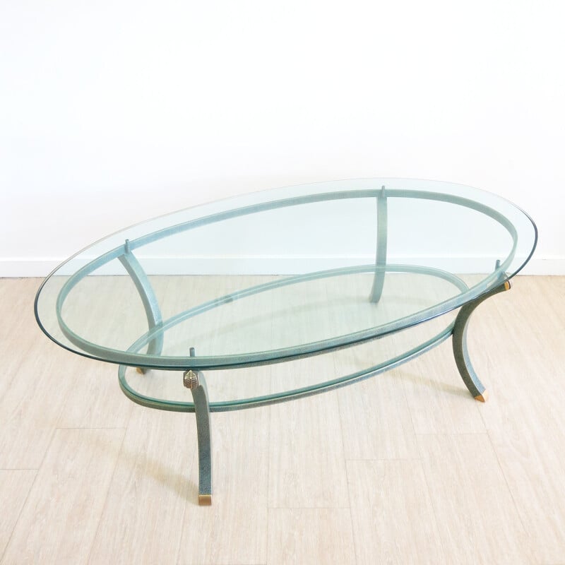 Table basse vintage ovale par Pierre Vandel, 1970