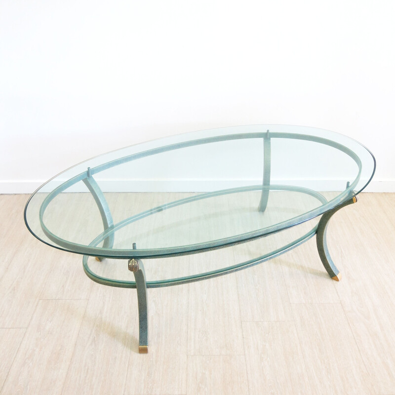 Vintage oval coffee table by Pierre Vandel, 1970s