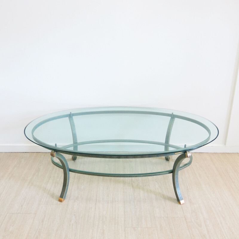 Vintage oval coffee table by Pierre Vandel, 1970s