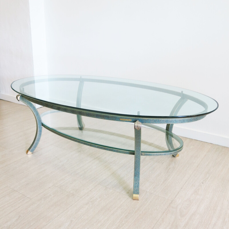 Vintage oval coffee table by Pierre Vandel, 1970s