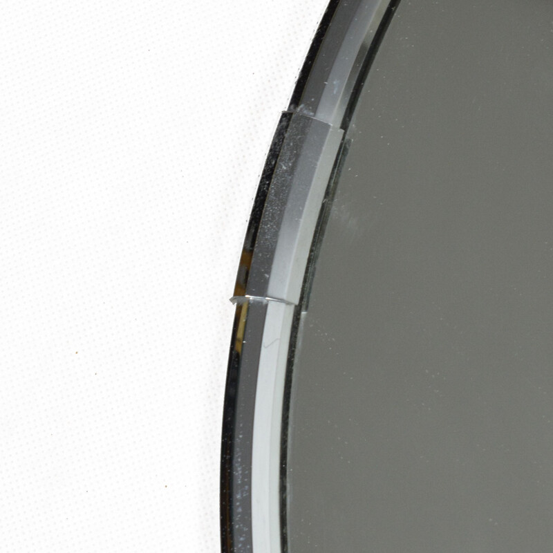 Vintage round wall crystal mirror par Planilux, Germany, 1980s