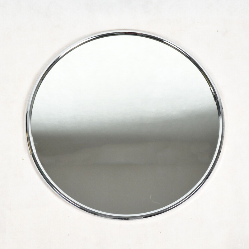 Vintage round wall crystal mirror par Planilux, Germany, 1980s