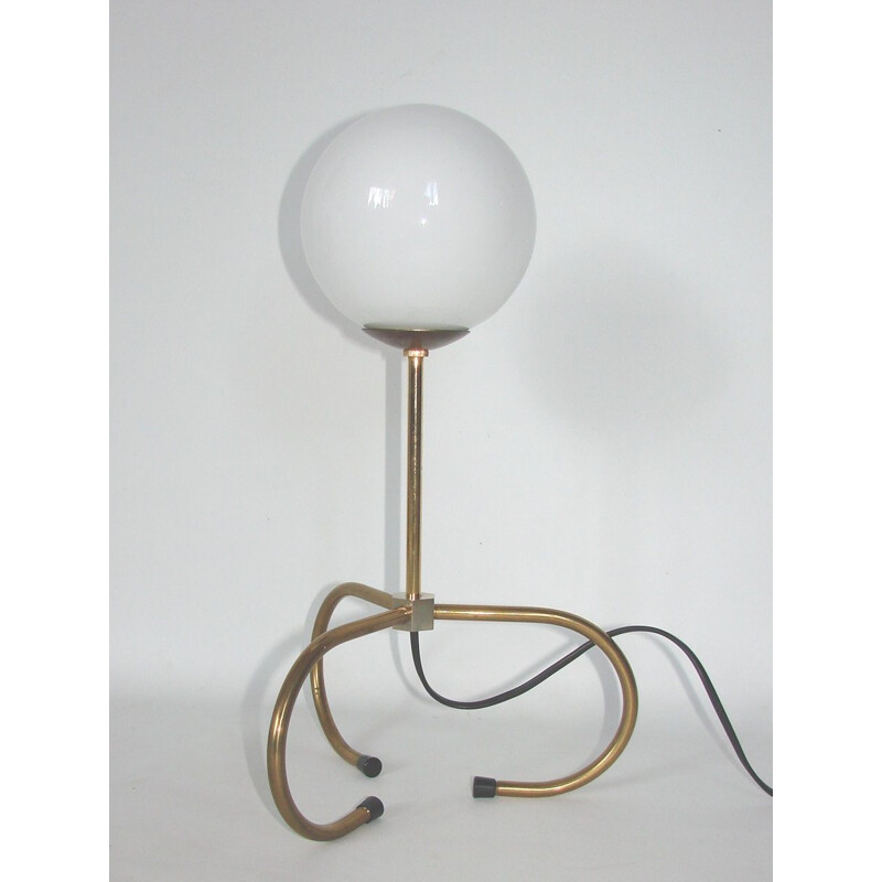 Lampe vintage en laiton et verre, 1960