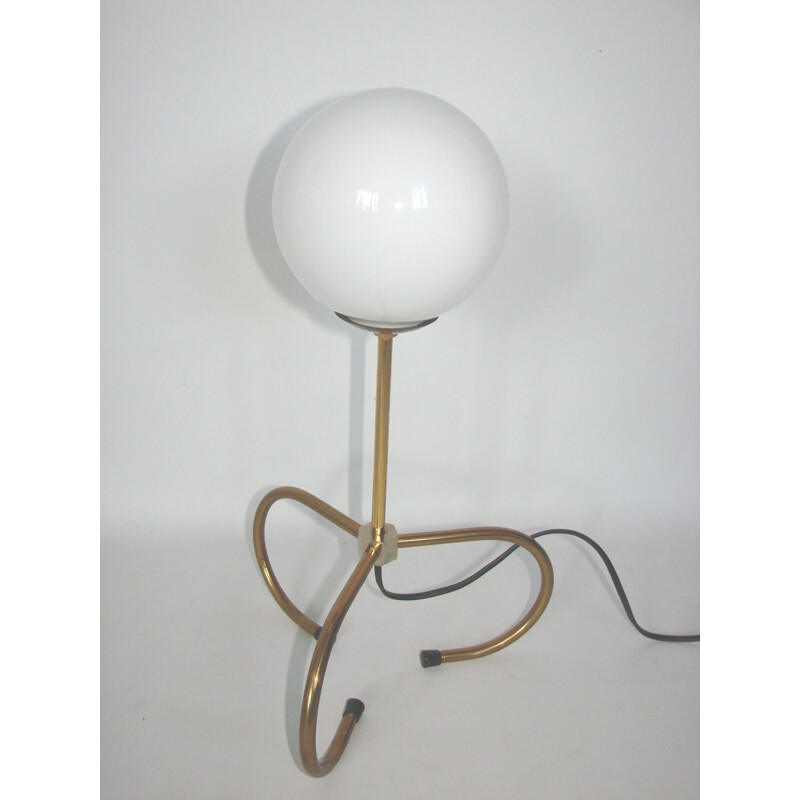 Lampe vintage en laiton et verre, 1960