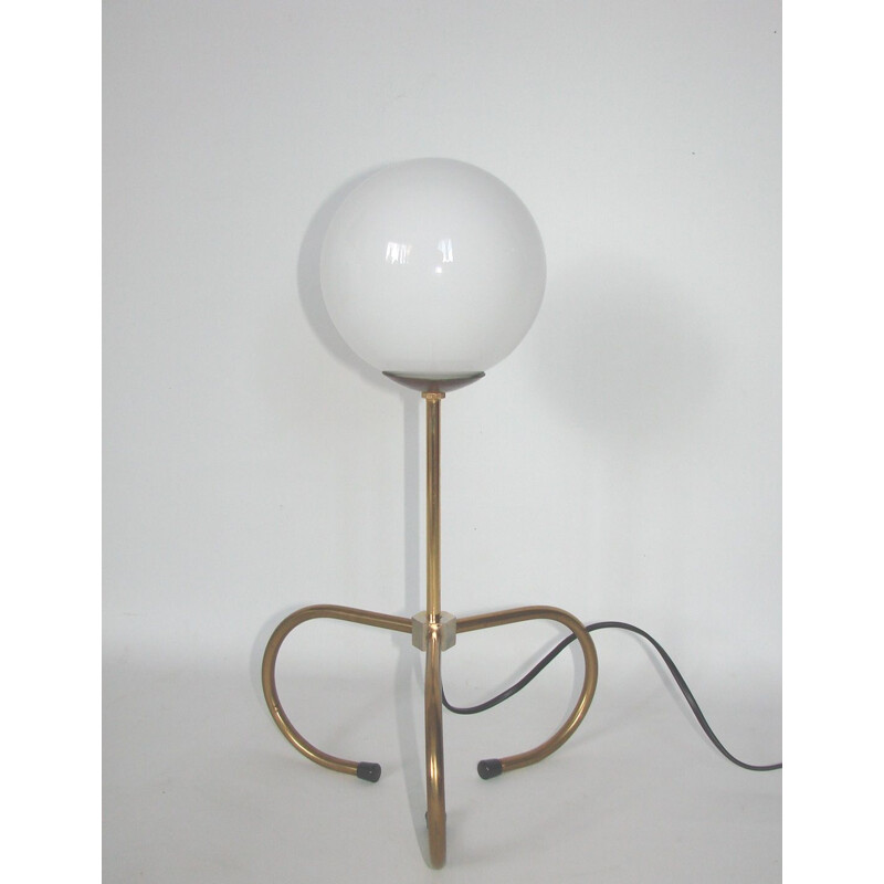 Lampe vintage en laiton et verre, 1960