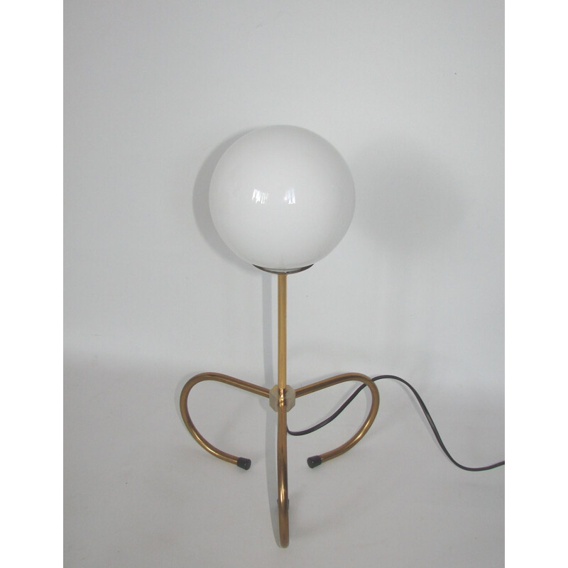 Lampe vintage en laiton et verre, 1960