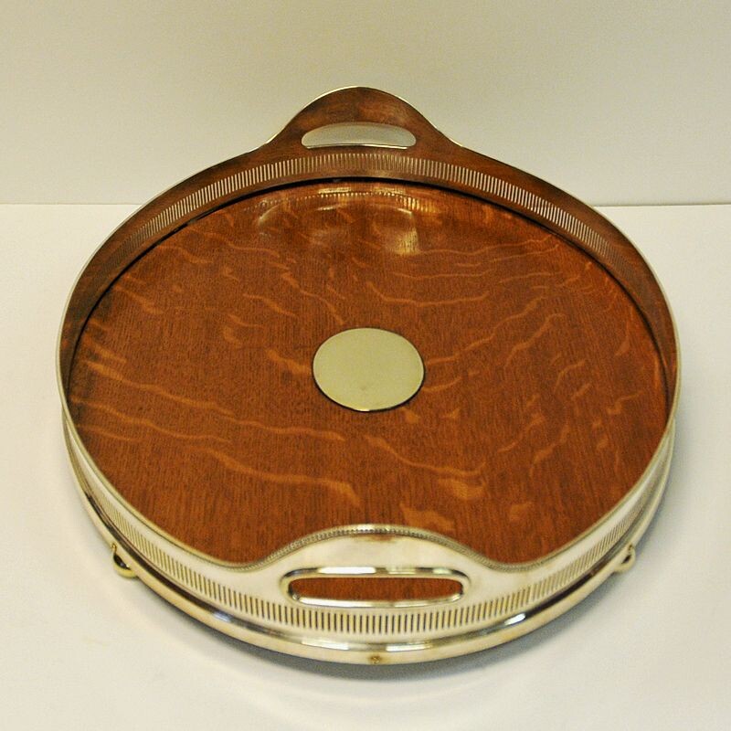 Vintage oval oak serving tray by Mappin & Webb, London