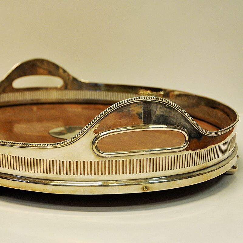 Vintage oval oak serving tray by Mappin & Webb, London